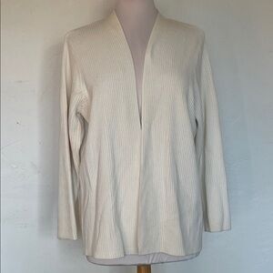 Liz Claiborne "LIZ & CO." Off White Open Front Long Sleeve Cardigan Sweater